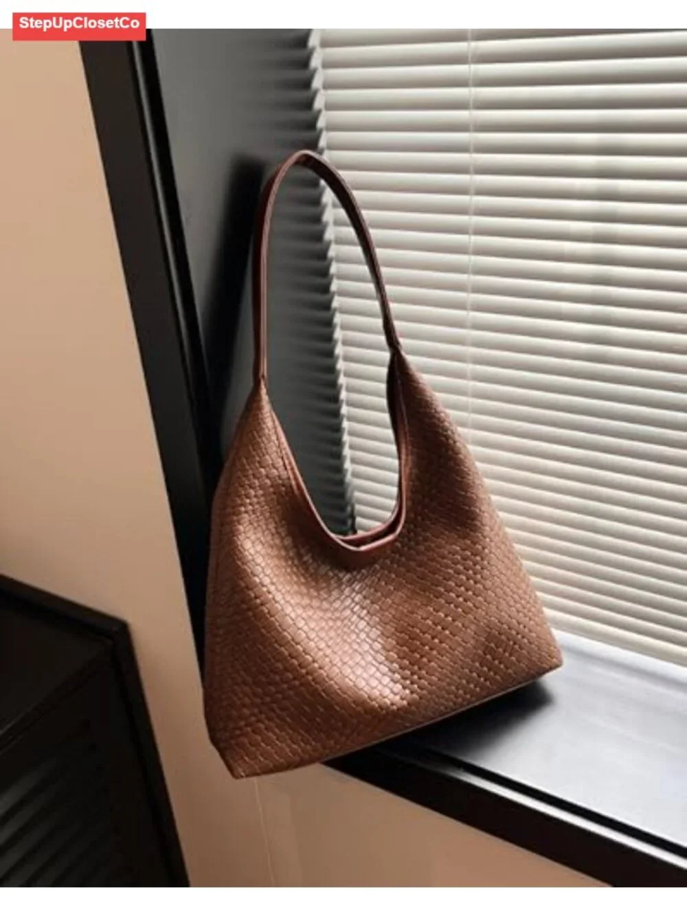 Woven Leather Hobo Tote Bag Large Capacity Shoulder Handbag Crossbody